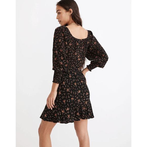 Madewell Flounce Hem Mini Skirt Size 6 Fresh Spring Black Lightweight Pull On - Picture 2 of 9